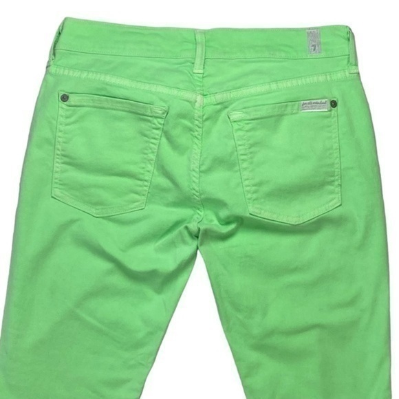 7 For All Mankind Jeans Womens Size 30 Spring Green Skinny Cropped Stretchy - Picture 5 of 13